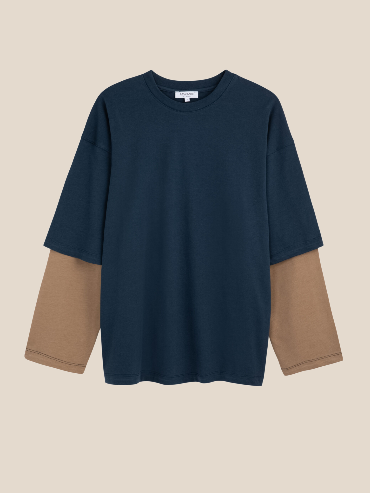 Double sleeve shirt - navy & brown