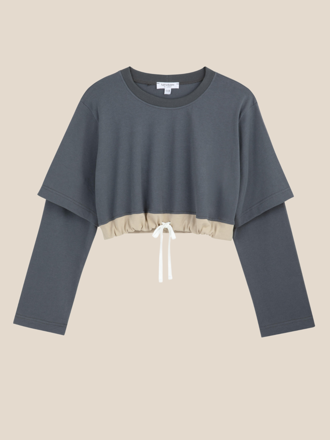 Lili double crop -Steel grey & beige