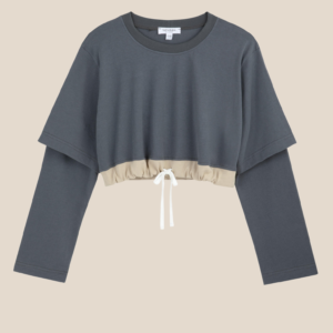 Lili double crop -Steel grey & beige