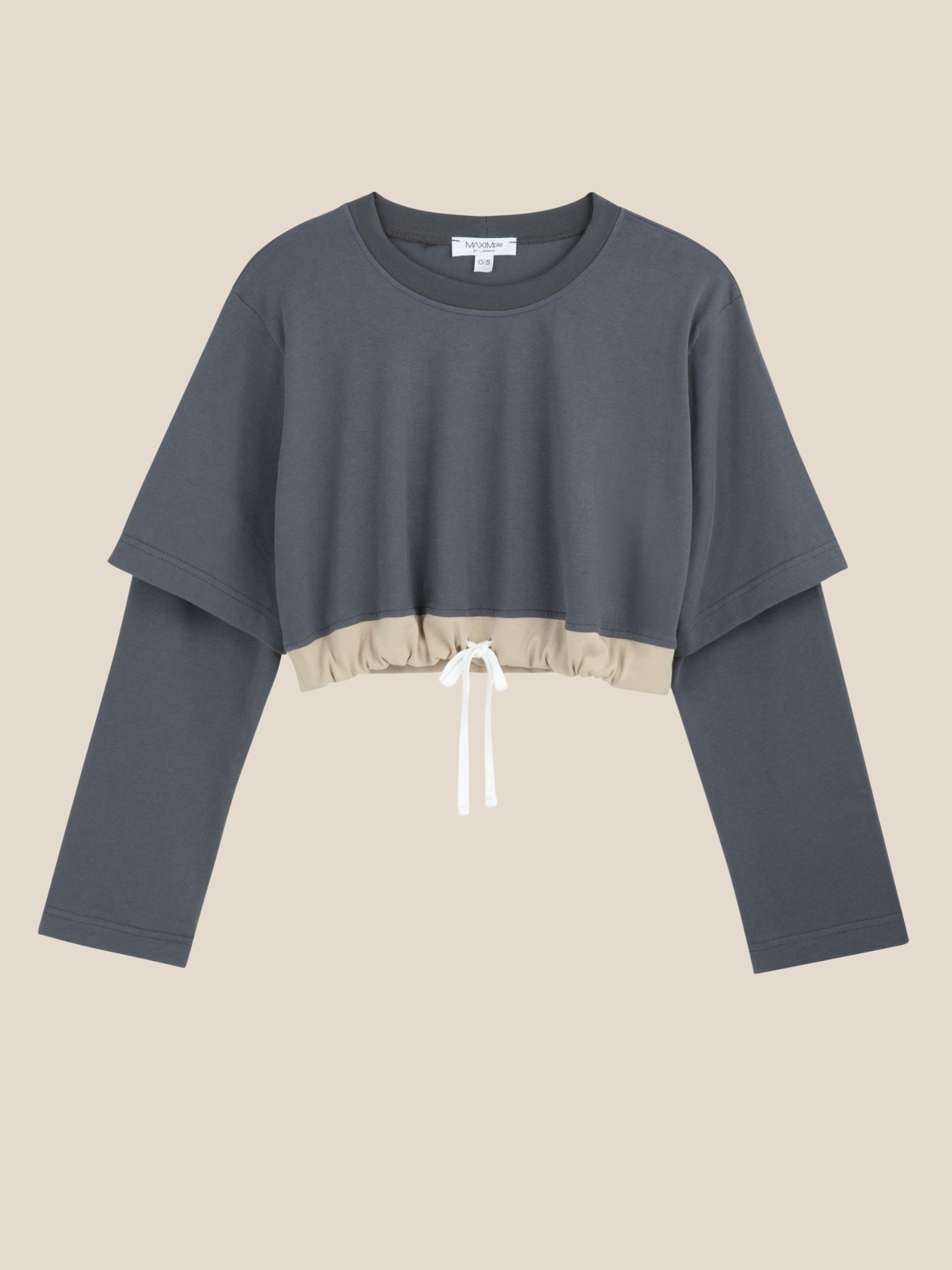Lili double crop -Steel grey & beige