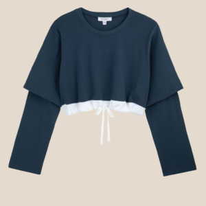 Lili double crop -Navy blue & white