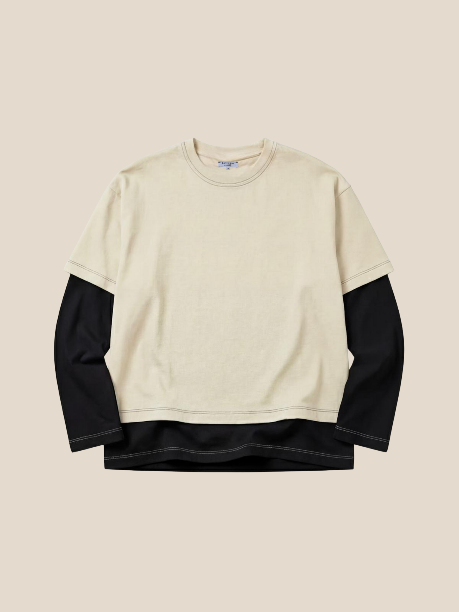 Double sleeves shirt - cream & black