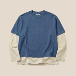 Double sleeves shirt - jeans & cream